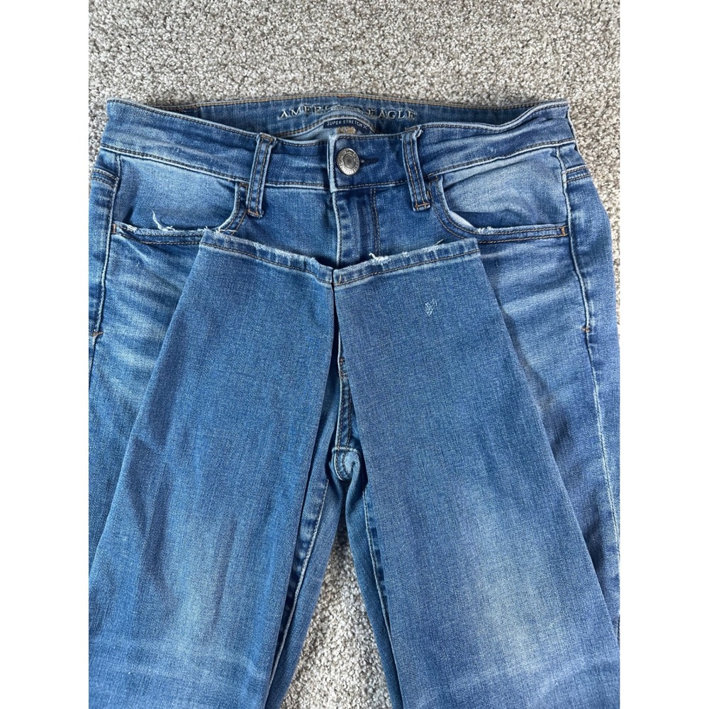 American Eagle Super Stretch X Skinny Jeans Medium Wash Blue Womens 6 Short
